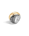 John Hardy Sterling Silver & 18k Bonded Gold Classic Chain Hammered Crossover Ring In Yellow/silver