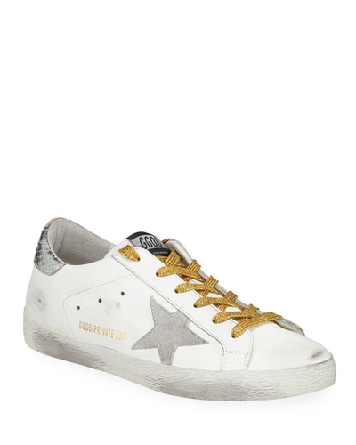 Golden Goose Super Star Mix Match Low-top Sneakers In White/gold/silver