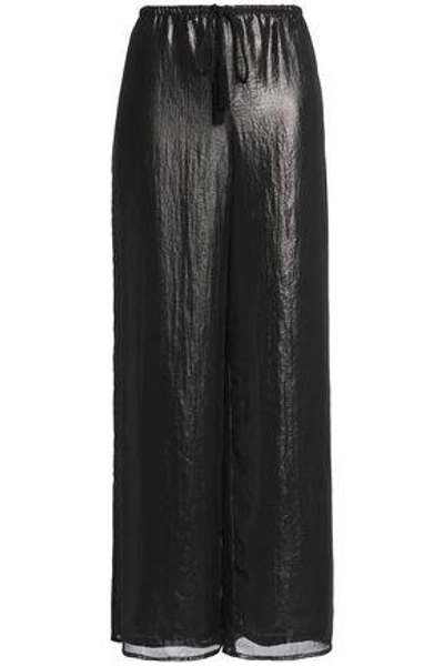 Bailey44 Bailey 44 Woman Layered Coated Voile Wide-leg Trousers Black