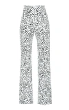 16ARLINGTON DALMATION STRAIGHT-LEG LEATHER PANTS,TR008S19WHTBLK
