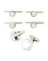 David Donahue Sterling Silver & Mother-of-pearl Shirt Stud & Cufflinks Set In Silver