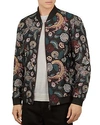 Ted Baker Tiger Floral Jazquard Bomber In Dark Red