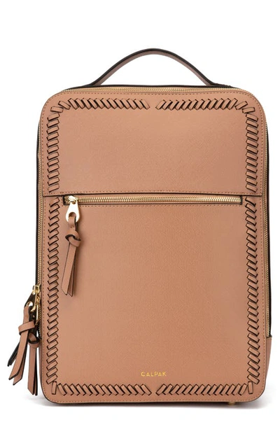 Calpak Kaya Faux Leather Laptop Backpack In Caramel