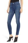 MOTHER THE STUNNER FRAYED ANKLE SKINNY JEANS,1521-505