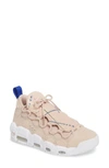 Nike Air More Money Pink Leather Sneakers In Particle Beige/ White
