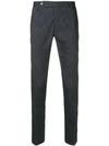 Entre Amis Slim Fit Pinstripe Trousers In Grey
