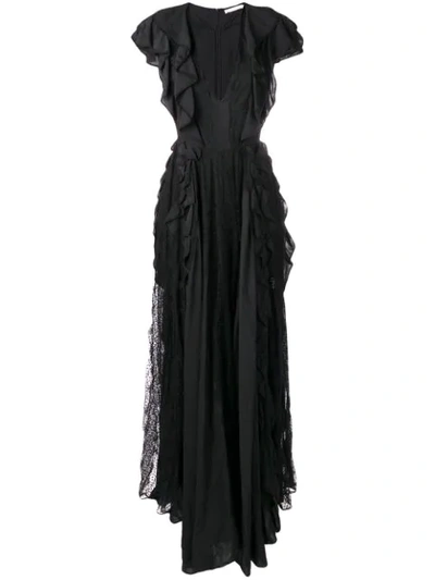 Amen Ruffle-trim Maxi Dress - 黑色 In Black