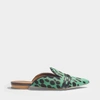 MALONE SOULIERS MALONE SOULIERS | Hermione Leopard Pony Mules in Green Leopard Print Calfskin