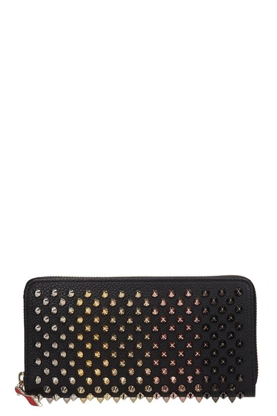 Christian Louboutin Panettone Embellished Zip-around Leather Wallet In Black