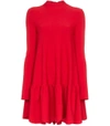 VALENTINO Red Scallop Hem Stretch Jersey Mini Dress