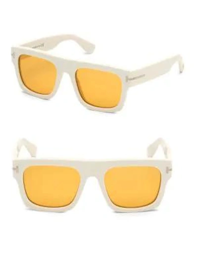 Tom Ford Fausto 53mm Square Sunglasses In White