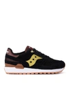 SAUCONY SHADOW BLACK SUEDE AND GOLDEN LEATHER SNEAKER,10738966
