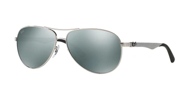 Ray Ban Ray-ban Carbon Fibre Sunglasses, Rb8313 61 In Silver Mirror