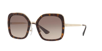 Prada Oversize Tortoiseshell Detail Sunglasses In Brown Gradient Grey