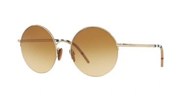 Burberry Monochromatic Round Semi-rimless Sunglasses In Gold Gradient