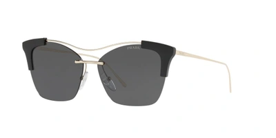 Prada Monochromatic Semi-rimless Butterfly Sunglasses In Gold/gray