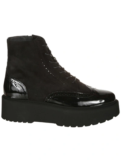 Hogan Patent Leather Ankle Boots In Black