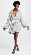 Retroféte Gabrielle Velvet-trimmed Sequined Chiffon Mini Wrap Dress In Silver