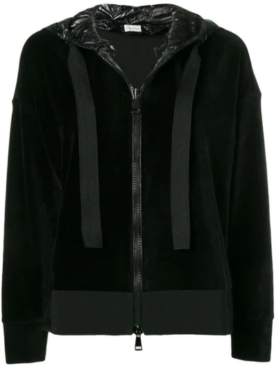 Moncler Zipped Hoodie In Black