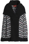 MISSONI WOMAN RIBBED KNIT-PANELED WOOL-BLEND JACQUARD CARDIGAN BLACK,AU 7668287965645481