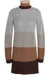 MISSONI WOMAN COLOR-BLOCK WOOL-BLEND JACQUARD TURTLENECK SWEATER BROWN,GB 7668287965645479