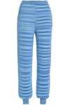 MISSONI WOMAN JACQUARD-KNIT CASHMERE AND SILK-BLEND TRACK trousers LIGHT BLUE,GB 7668287965609406