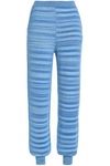 MISSONI WOMAN JACQUARD-KNIT CASHMERE AND SILK-BLEND TRACK PANTS LIGHT BLUE,GB 7668287965609406