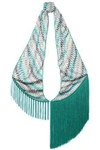 MISSONI WOMAN FRINGE-TRIMMED PRINTED KNITTED SCARF TEAL,GB 3616377385186011