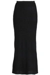 MISSONI WOMAN METALLIC CROCHET-KNIT MAXI SKIRT BLACK,AU 7668287965608577