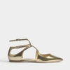 JIMMY CHOO JIMMY CHOO | Lancer Flat Metallic Pumps in Gold Mirror Leather