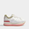 HOGAN HOGAN | Maxi Platform Trainers with Heart in White, Gold and Red Smooth Calfskin