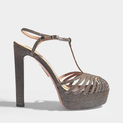 Aquazzura Moonlight Metallic Fabric Platform T-strap Sandals In Multimetal