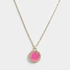 MARC JACOBS Logo Disc Pendant Necklace in Neon Pink Brass