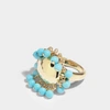 AURELIE BIDERMANN Ana Ring in Turquoise Resin and 18K Gold-Plated Brass - OUTLET US