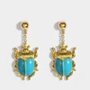 AURELIE BIDERMANN AURELIE BIDERMANN | Elvira Scarab Earrings in Green and Blue Enamel and 18K Gold-Plated Brass