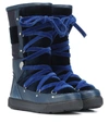 MONCLER VELVET AND LEATHER BOOTS,P00337058