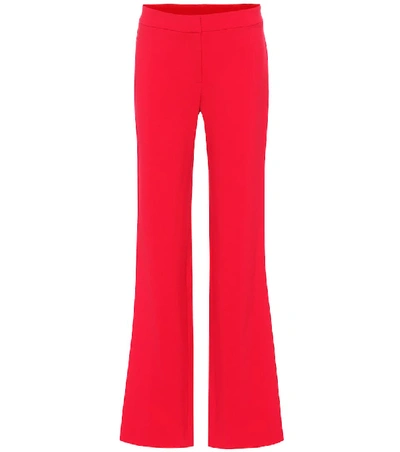 Carolina Herrera High-rise Wide-leg Wool-blend Trousers In Red