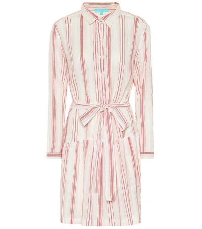 Melissa Odabash Amelia Striped Cotton Shirt Dress In Red And White