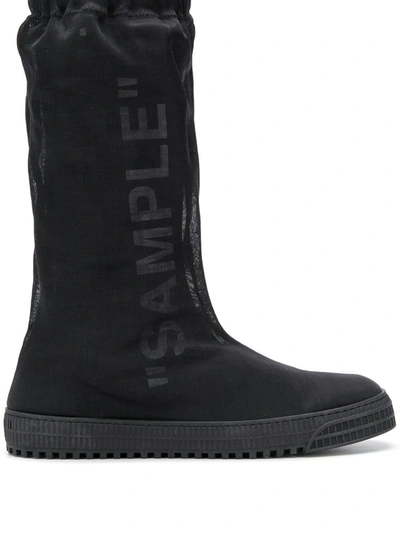 Off-white Neotulle Covered Trainer Boots In Black White