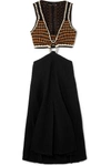 PROENZA SCHOULER CUTOUT CROCHET-KNIT AND BOUCLÉ MIDI DRESS