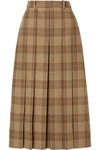 GUCCI Belted checked wool midi skirt