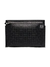 LOEWE BLACK LEATHER LOGO EMBOSSED POUCH