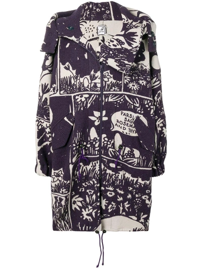 Anntian All-over Print Oversized Coat - 紫色 In Purple