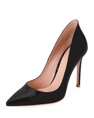 Gianvito Rossi High-collar 105mm Patent Leather Pumps In Black