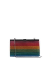 CHRISTIAN LOUBOUTIN PALMETTE SMALL RAINBOW CRYSTAL SUEDE CLUTCH BAG,PROD141610231