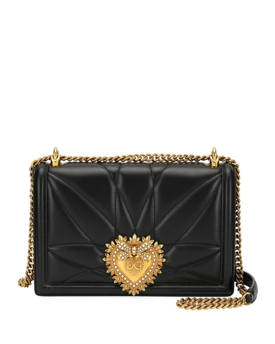 Dolce & Gabbana Devotion Large Quilted Shoulder Bag In Black