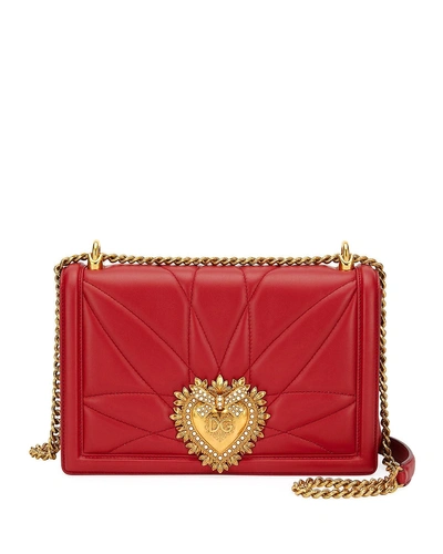 Dolce & Gabbana Devotion Medium Quilted Crossbody Bag In Red