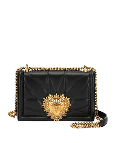 Dolce & Gabbana Devotion Mini Quilted Leather Crossbody Bag In Black