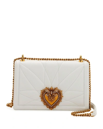 Dolce & Gabbana Devotion Medium Quilted Crossbody Bag In White