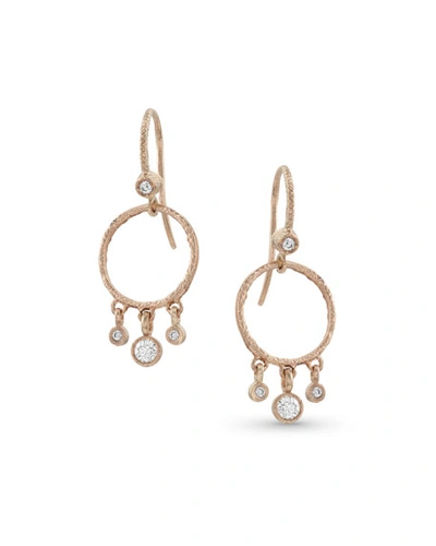 Dominique Cohen 18k Rose Gold Diamond Hoop Drop Fringe Earrings